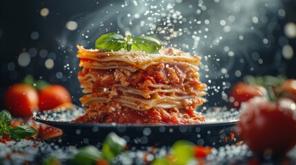Fresh Lasagna Dish with Basil