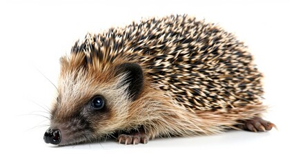 Alone hedgehog isolated on white background for enhanced search result relevance - obrazy, fototapety, plakaty