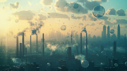 The carbon footprint of cities - obrazy, fototapety, plakaty