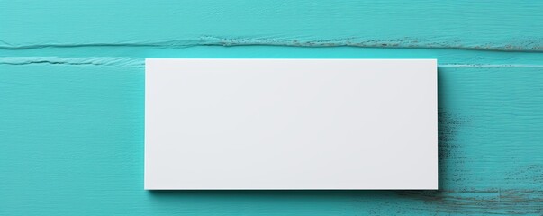 a blank mock up turquoise card dimension, mock up, on background, shot in studio