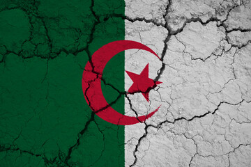 Close-Up of a Wrinkled and Cracked Old People's Democratic Republic of Algeria Flag