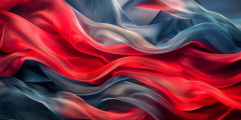 Obraz premium Silken red and blue fabric waves with a graceful dance of color