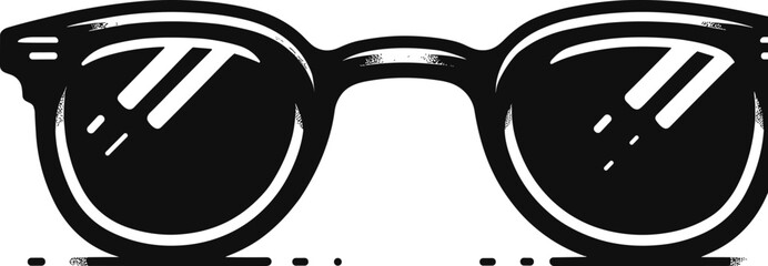 Black vector illustration of a pair of glasses, focusing on sleek frame design, suitable for educational themes.