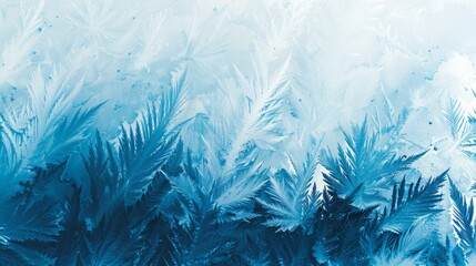 Intricate frost patterns on winter windowpanes creating a captivating background