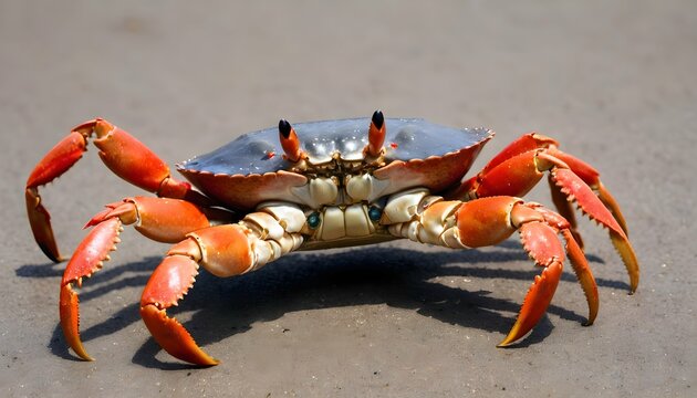A Crab With Its Claws Raised In A Defensive Pose