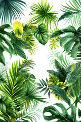 Obraz premium Tropical Paradise: Lush Greenery and Exotic Plants Illustration