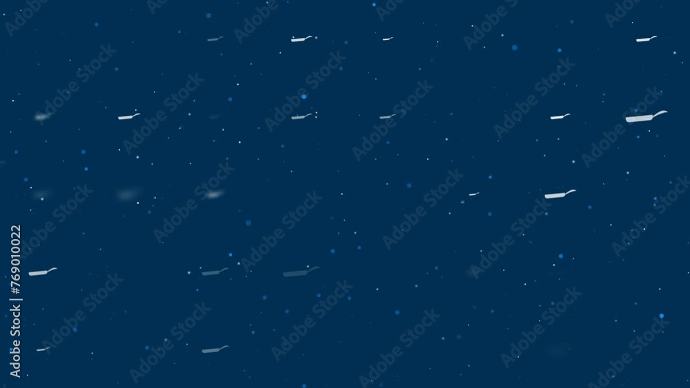 Poster template animation of evenly spaced pan symbols of different sizes and opacity. animation of transpa