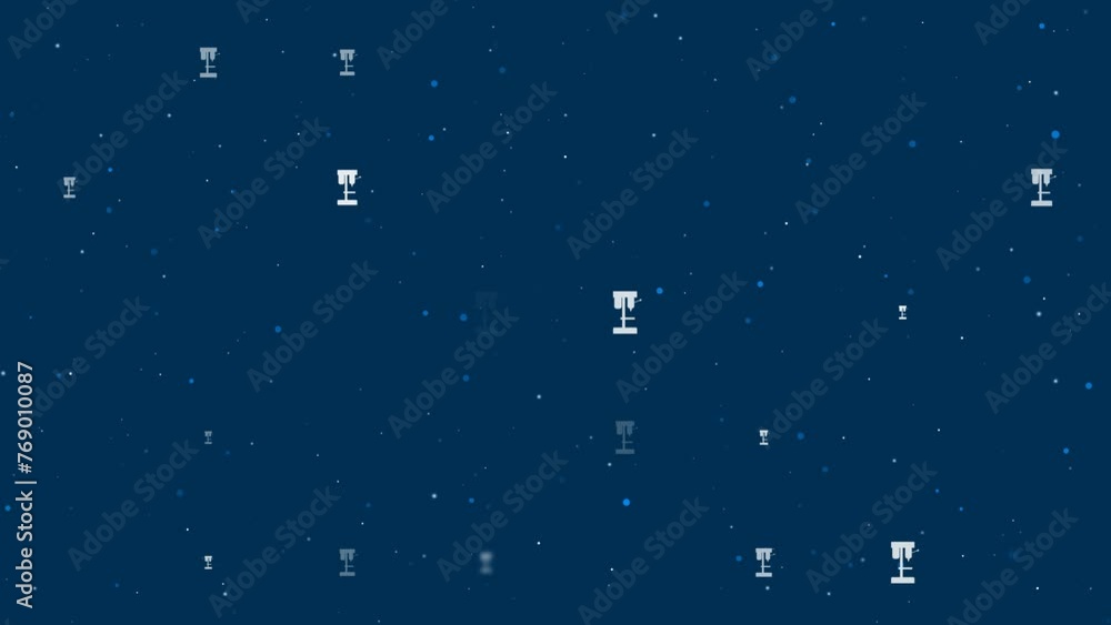 Poster template animation of evenly spaced boring mill symbols of different sizes and opacity. animation of
