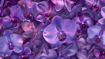 A dreamy pattern featuring exotic orchids in hues of violet