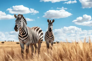 Gardinen a group of zebras walking across the savanna © Breyenaiimages
