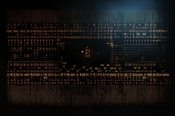 Binary code, frontal view, screen, solid black background