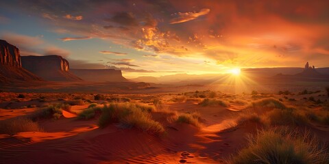 a sunset in the desert