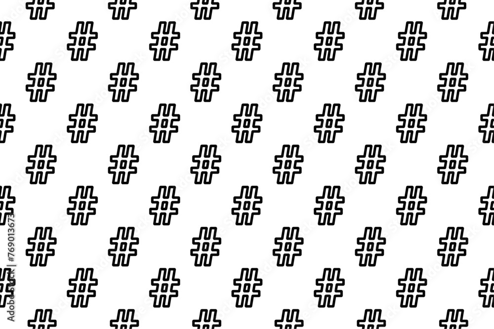 Poster seamless pattern completely filled with outlines of hash symbols. elements are evenly spaced. vector
