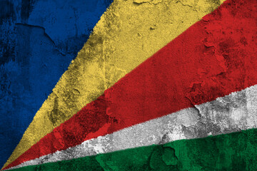 Republic of Seychelles Flag Cracked Concrete Wall Textured Background