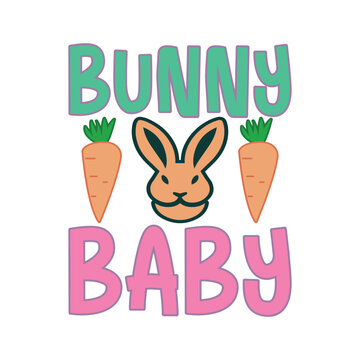Bunny Baby Illustration T-shirt Design For Easter Day