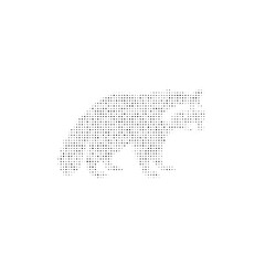 The raccoon symbol filled with black dots. Pointillism style. Vector illustration on white background