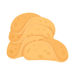 Stack of empty corn Mexican taco tortillas