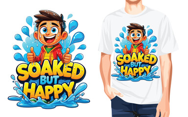 Songkran Fun: Soaked But Happy Illustration T shirt