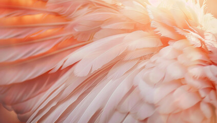Sunlit Golden Bird Feathers Close-Up

