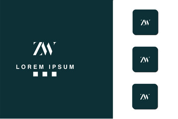 Alphabet Letters ZW, W Z, Initials Logo Monogram