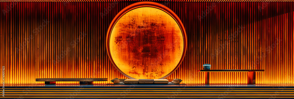 Poster futuristic abstract background with blue and red lights, modern design concept with digital and retr