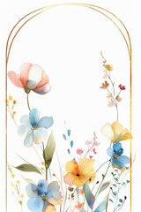 Watercolor flowers, delicate illustration of colorful flowers on a white background. - 769017656