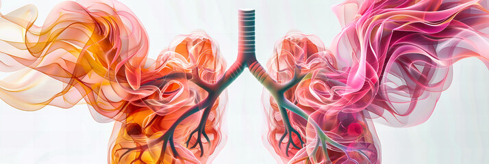 Detailed Illustration of Human Lungs, Emphasizing the Critical Nature of Respiratory Health and Medicine - obrazy, fototapety, plakaty