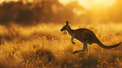  Agile kangaroo bounding effortlessly across sun-drenched Australian outback © Muhammad