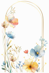 Watercolor flowers, delicate illustration of colorful flowers on a white background. - 769018080