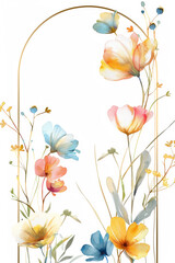 Watercolor flowers, delicate illustration of colorful flowers on a white background. - 769018241