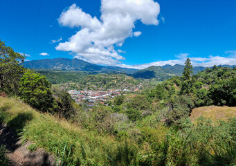 Fototapeta na wymiar Panama, Boquete, panoramic view from the tropical forest of the hills