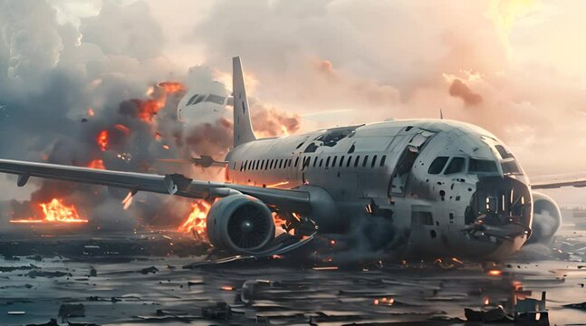 a plane that caught fire after a crash