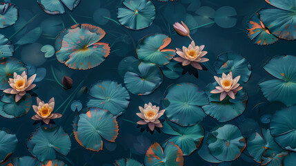 lotus flowers floating on tranquil water