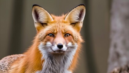 A Fox With Its Ears Twitching As It Listens