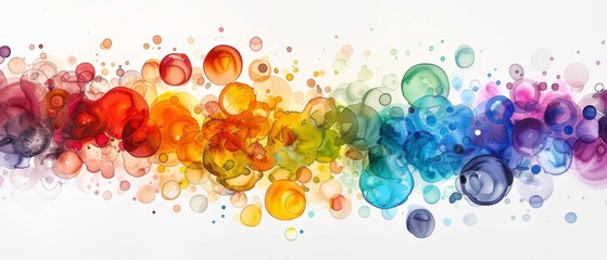 Rainbow Watercolor Circles Abstract