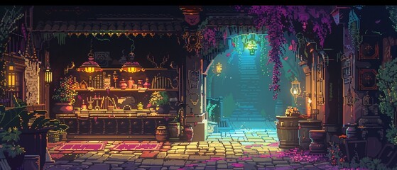A magical bazaar where players can buy enchanted items and mystical artifacts - obrazy, fototapety, plakaty