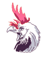 Rooster colorful in pixel art style. Color illustration for design - 769024424