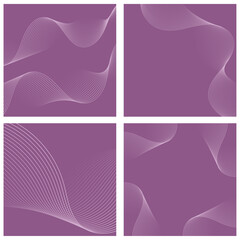 Set of abstract backgrounds with waves isolated on white. Vector banners with lines. Geometric element for design. Purple color. Pink