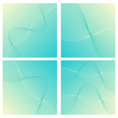 Set of abstract backgrounds with waves isolated on white. Vector banners with lines. Geometric element for design. Yellow and blue gradient