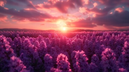 A field of lavendel during sunset and beautiful sky
 - obrazy, fototapety, plakaty