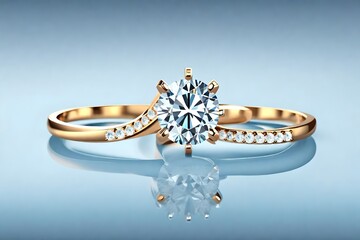 Engagement ring with diamond. 3d engagement ring closeup vector illustration. Brilliant diamond jewelry. Jewelry decoration. Proposal ring. Wedding traditions and jewelry.realistic HD .