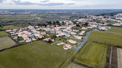 Aerial drone view of La Chaize Giraud, France near Bretignolles sur mer