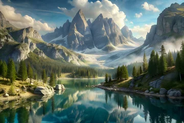 Foto op Canvas View of a mountain lake. beautiful landscape. © fr_119