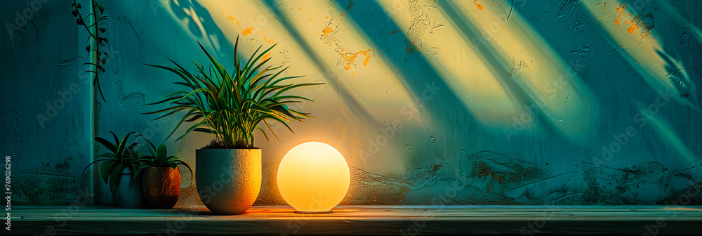 Poster magical light play with nature and water elements, creating a bright and colorful abstract backgroun