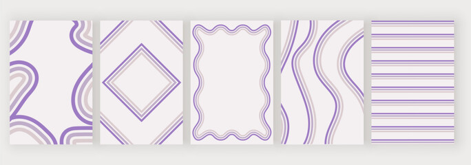 Purple retro groovy backgrounds with wavy lines
