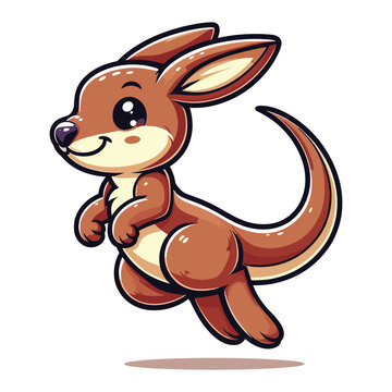 Cute kangaroo full body mascot cartoon character design illustration, funny adorable Australian mammal animal vector template isolated on white background