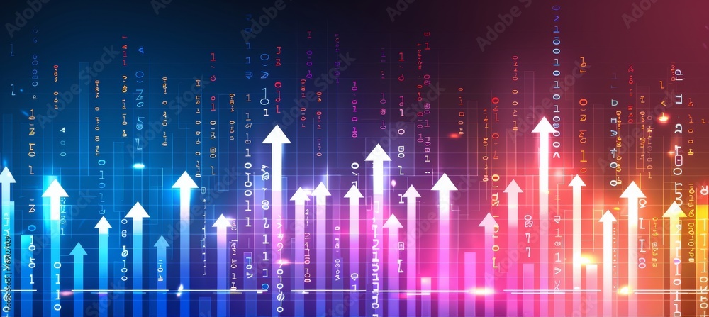 Poster abstract financial growth arrows background with ample copy space for text placement