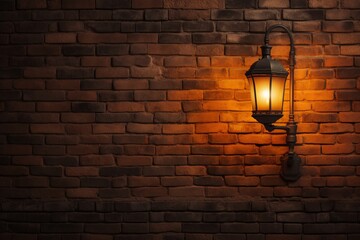a light on a brick wall