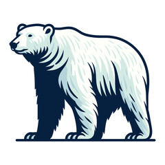 Fototapeta premium Wild polar bear full body design illustration, zoology element illustration, arctic north pole animal icon, vector template isolated on white background