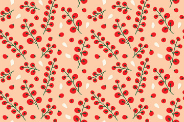 seamless pattern with cherry tomatoes and cloves of garlic; great for kitchen textiles, packaging design, recipe cards or digital backgrounds for cooking blogs and websites - vector illustration